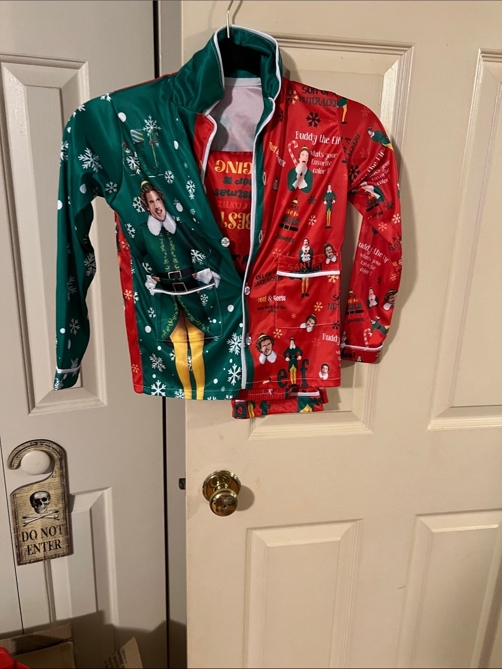 Kids Holiday Elf Pajama Top - Red & Green